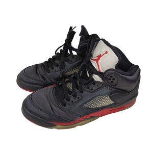 Nike Air Jordan Sneakers Shoes Youth Sz 7Y Satin Bred Black Red Basketball Shoe